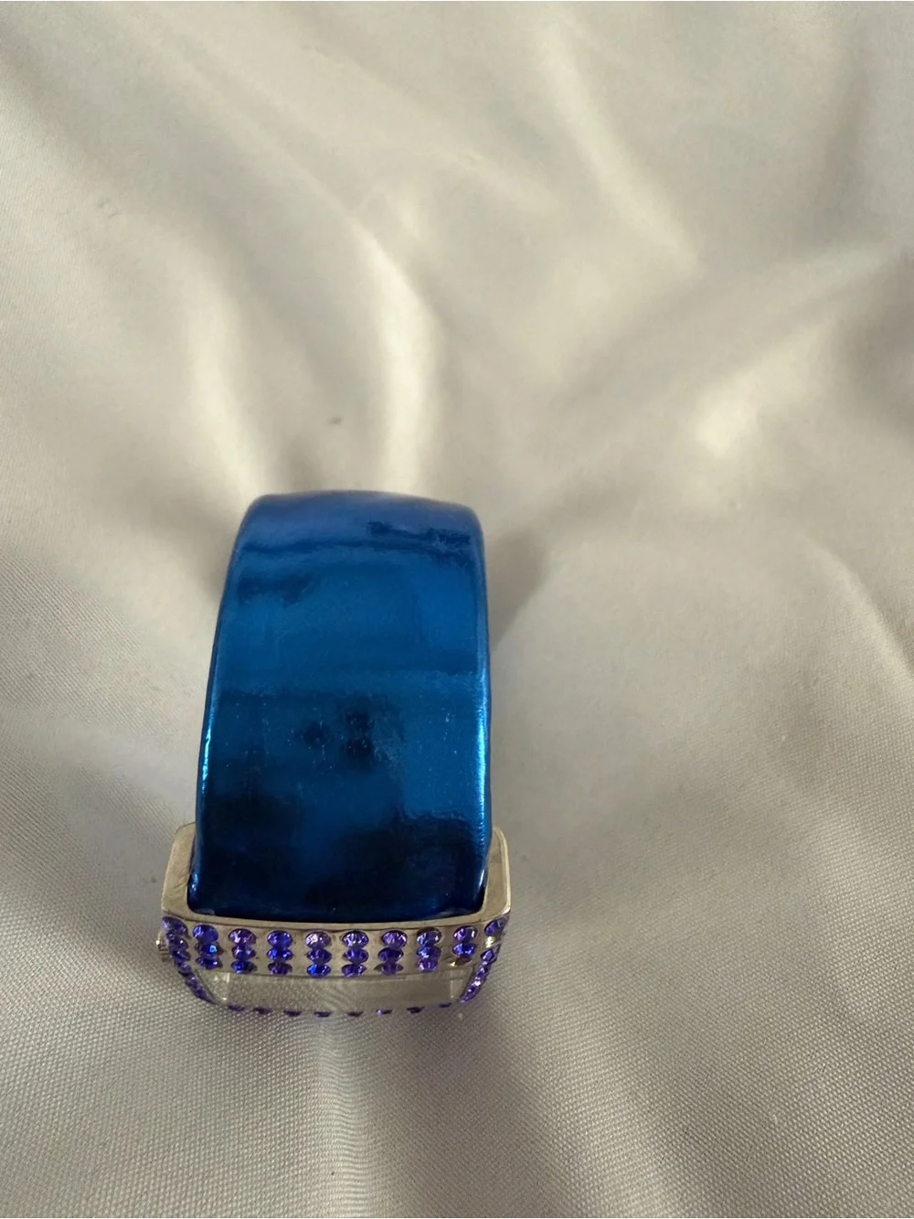 Geneva Blue Bangle Watch with Rhinestone Cuff bracelet